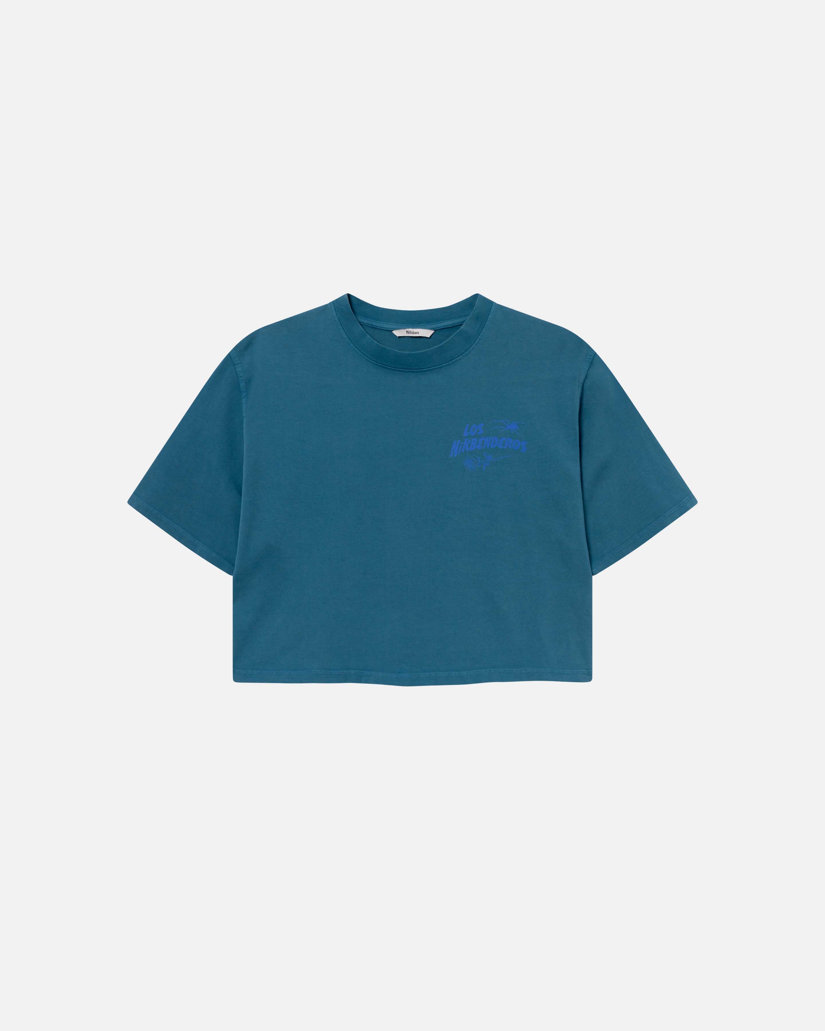 A navy blue cropped t-shirt blue 