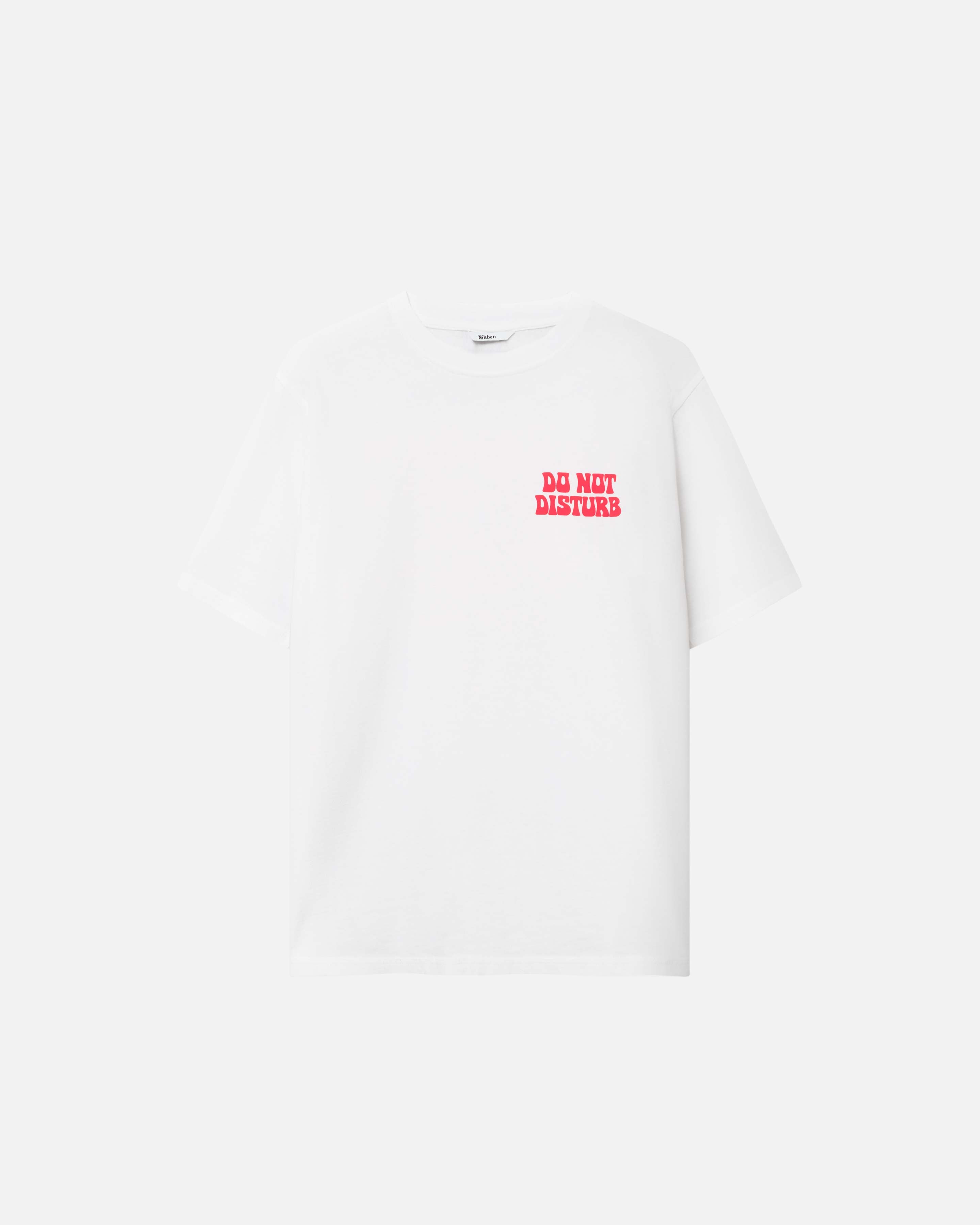 White t-shirts with red print