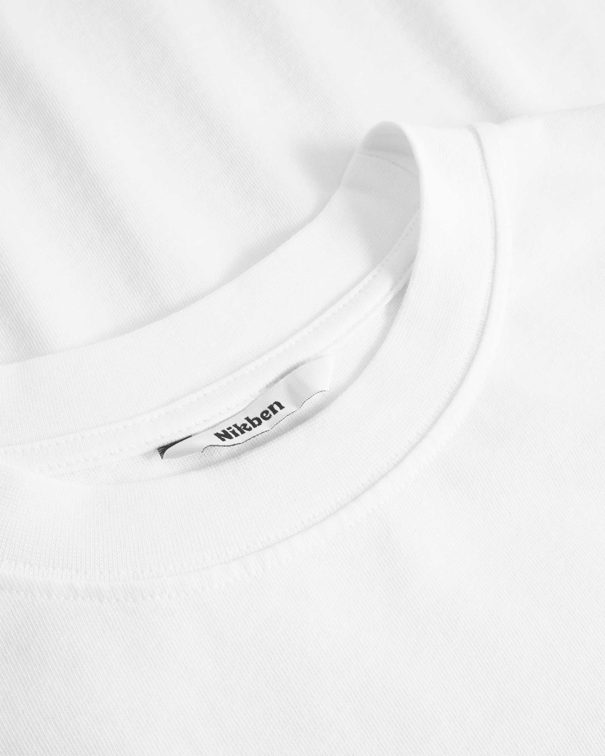 close up of collar on a white t-shirt