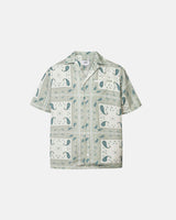 Vintage pale yellow short sleeved shirt with paisley pattern