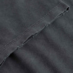 Close-up of black fabric with a focus on texture and stitching.