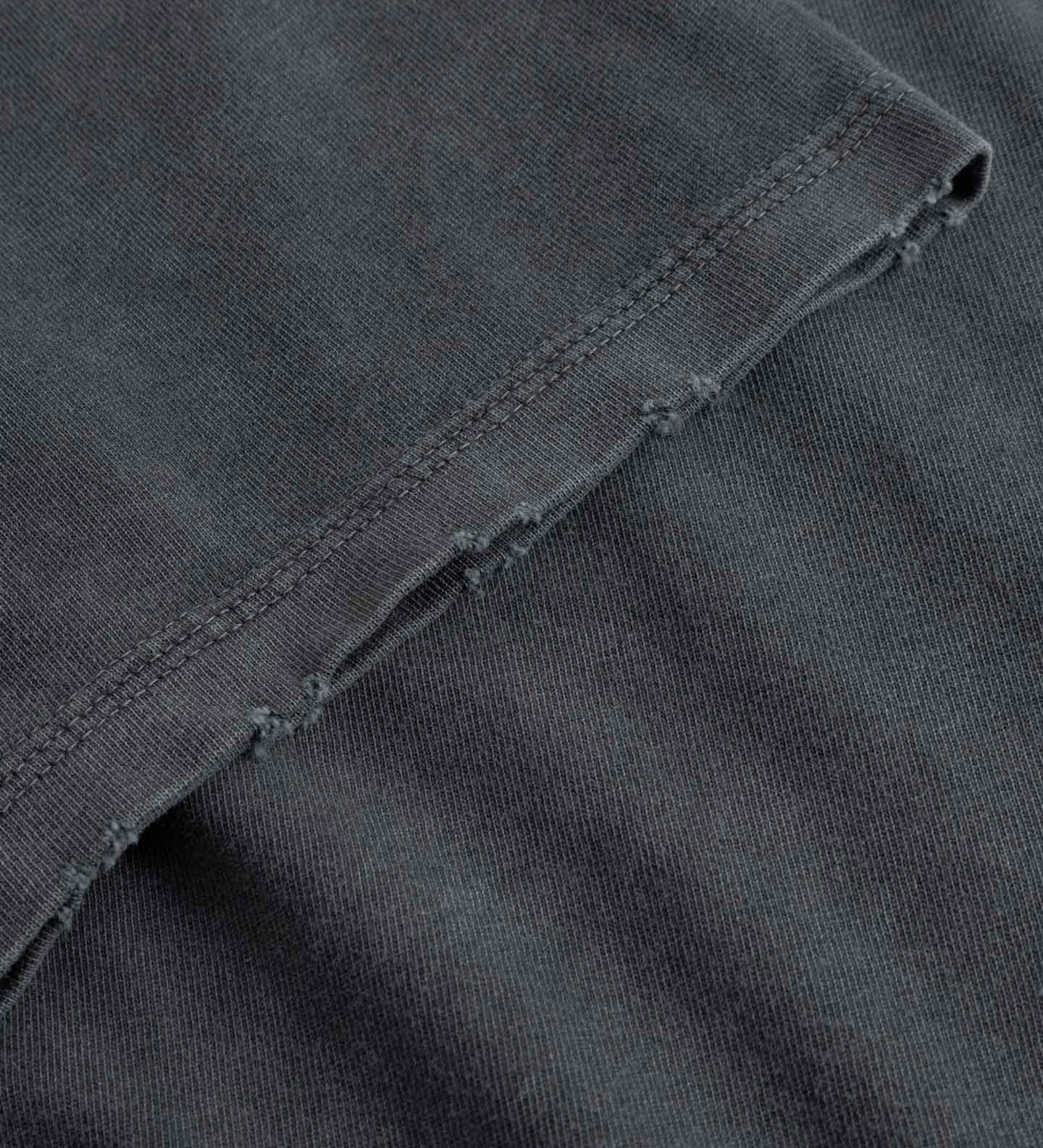 Close-up of black fabric with a focus on texture and stitching.