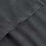 Close-up of black fabric with a focus on texture and stitching.