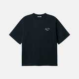Black t-shirt with a small logo on chest