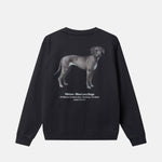 Black sweatshirt with a dog graphic on the back 