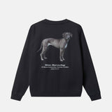 Black sweatshirt with a dog graphic on the back 