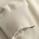 Close-up of beige ribbed sweater sleeve cuff 
