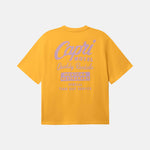Yellow t-shirt with 'Capri Motel' text on the back.
