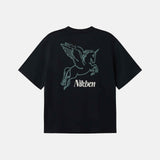 Black t-shirt with a graphic design and 'Nikben' branding on back