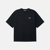 Black t-shirt with a small logo on chest