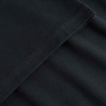 Close-up of black fabric with a focus on texture and stitching.