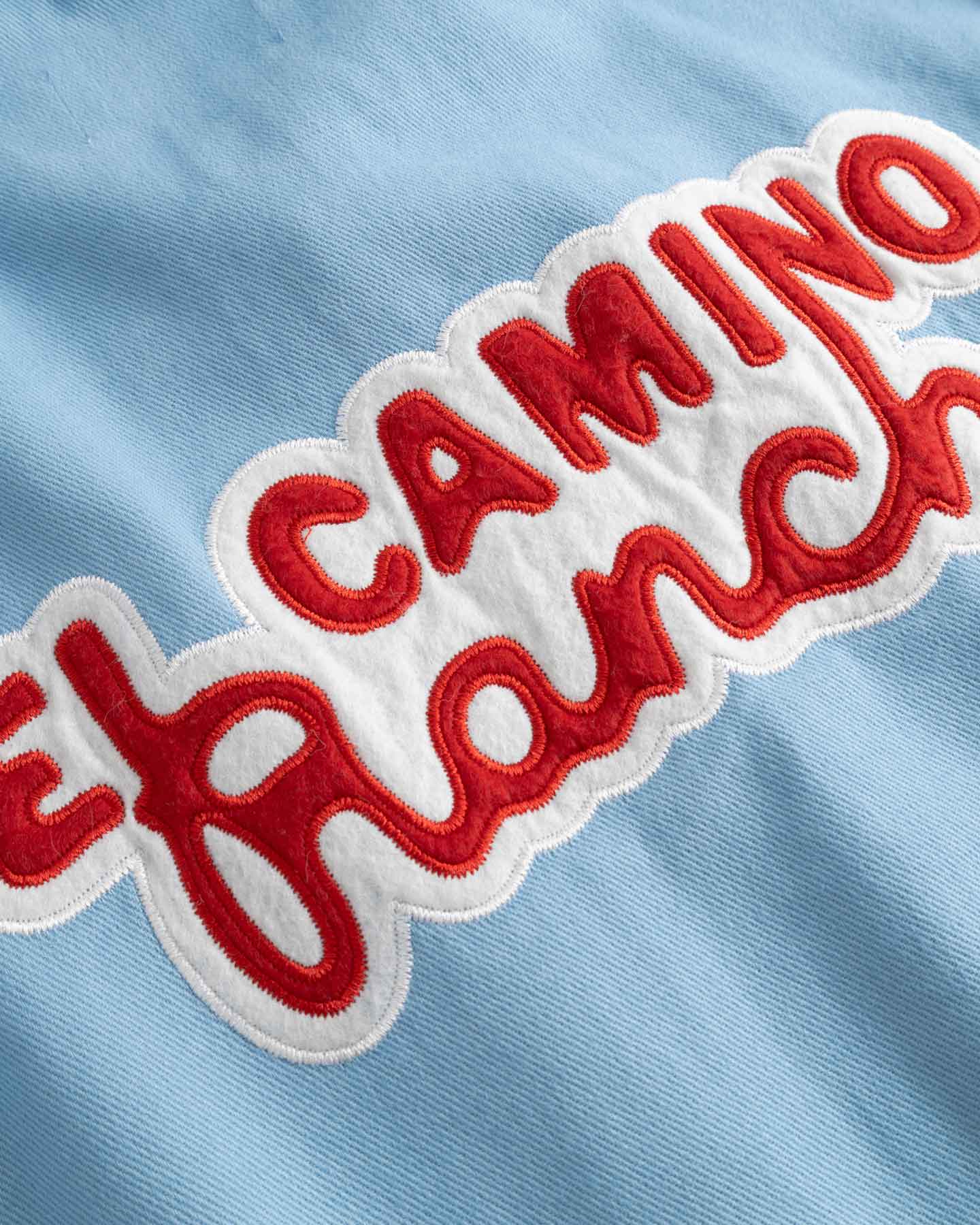 Close up of red 'El Camino' logo on back.