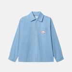 Light blue overshirt  with logo on front breast pocket