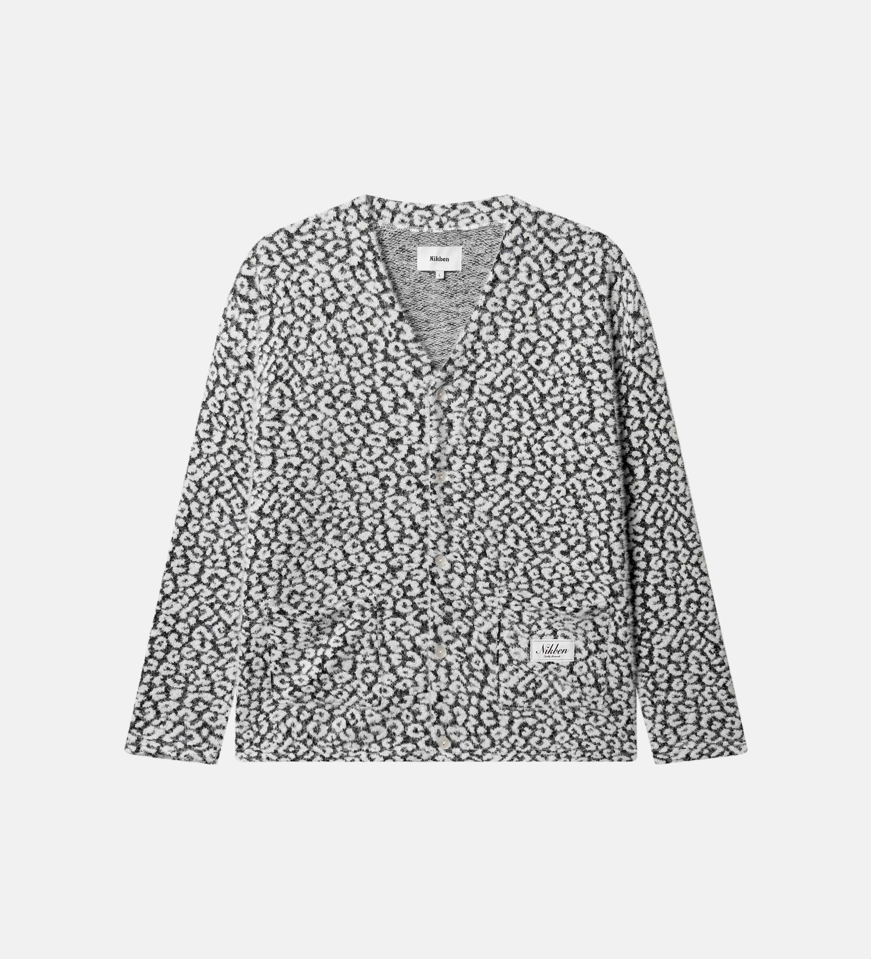 Black and white patterned cardigan on 