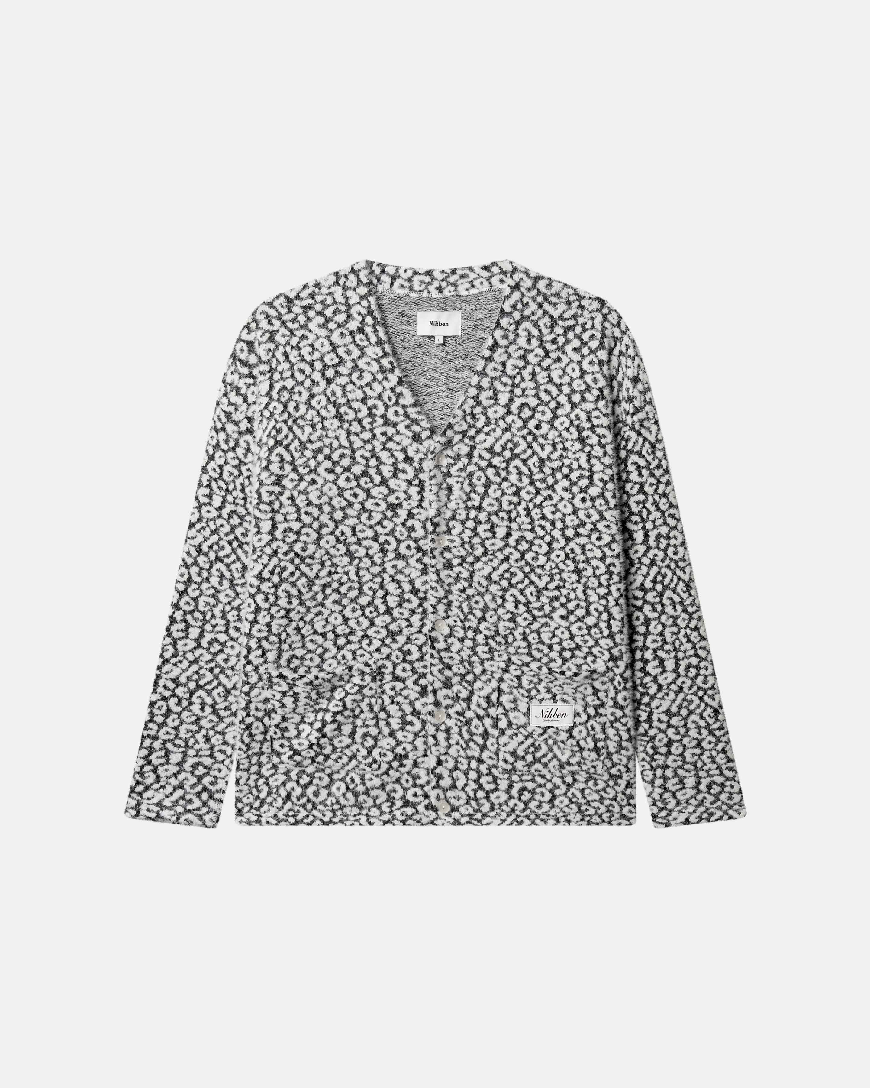 Black and white patterned cardigan on 