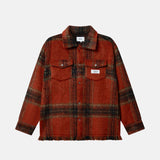 Red plaid overshirt with front breast button down pockets