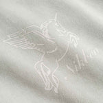 Close-up of design of a winged creature.