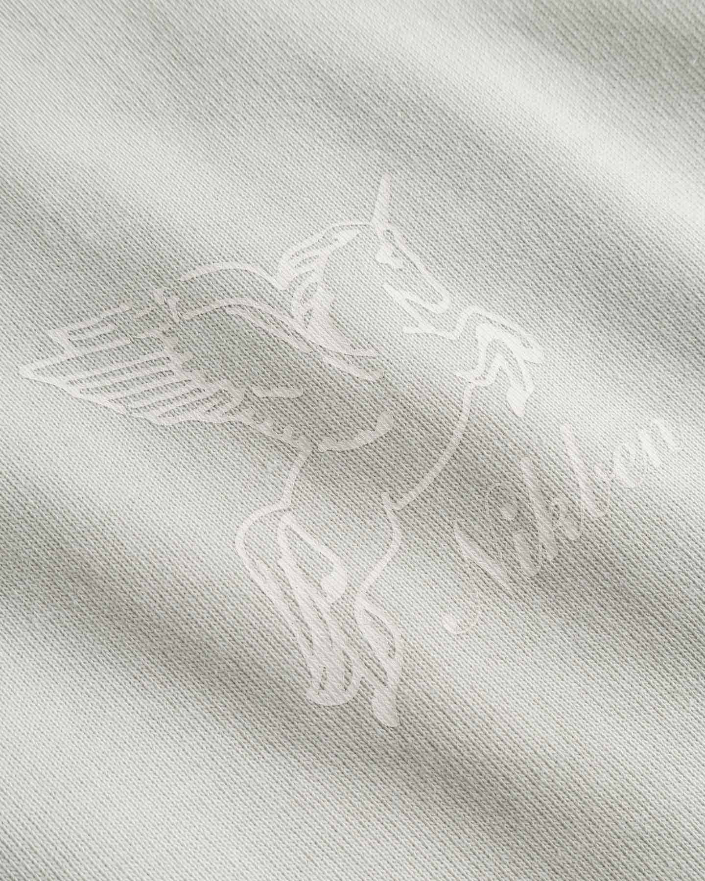 Close-up of design of a winged creature.