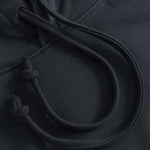 Close-up of black hoodie with drawstring