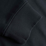 Close-up of black ribbed cuffs on sweatshirt