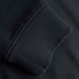 Close-up of black ribbed cuffs on sweatshirt