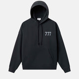 Black hoodie with '777' logo on front chest