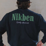 black sweatshirt with Nikben logo in green