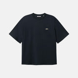 Black t-shirt with a small logo on chest
