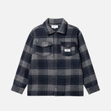 Navy grey checkered over shirt with chest pockets