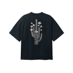 Black T-shirt with white cactus print on the back