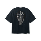 Black T-shirt with white cactus print on the back