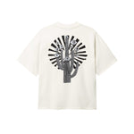 Cream colored T-shirt with black cactus print on the back