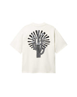 Cream colored T-shirt with black cactus print on the back