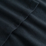 Closeup view of arm stitchings on black T-shirt