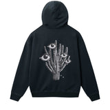 Black hoodie with black and white cactus print on the back
