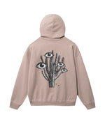 Brown hoodie with black and white cactus print on the back