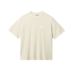 Biege T-shirt with white "BUENAS NOCHES" text print on chest