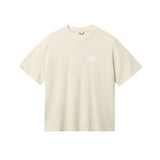 Biege T-shirt with white "BUENAS NOCHES" text print on chest