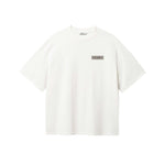White T-shirt with brown "BAR NIKBEN" logo on the chest