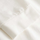 Closeup view of cuffs on white longsleeve T-shirt