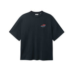 Black T-shirt with blue Nikben Airlines logo and red airplane print on the chest