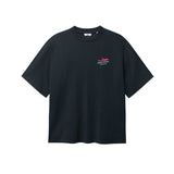 Black T-shirt with blue Nikben Airlines logo and red airplane print on the chest