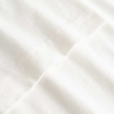 Closeup view of arm stitchings on white T-shirt