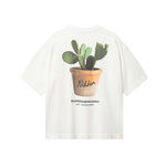 White T-shirt with realistic cactus print on the back