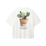 White T-shirt with realistic cactus print on the back