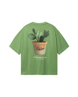 Green T-shirt with realistic cactus print on the back
