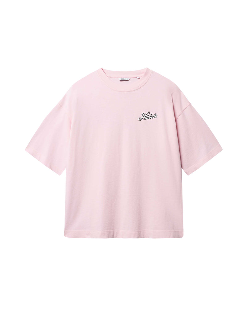 Light pink T-shirt with black and white Nikben logo on the chest