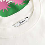 Closeup view of Nikben necklabel on white T-shirt