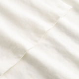 Closeup view of arm stitchings on white T-shirt