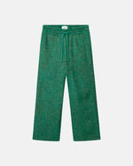 Green patterned pants with a drawstring